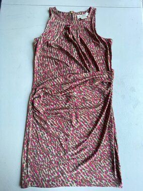 💖 MICHAEL KORS Pink Leopard Matte Jersey Dress • Petite • Fuchsia Animal Print